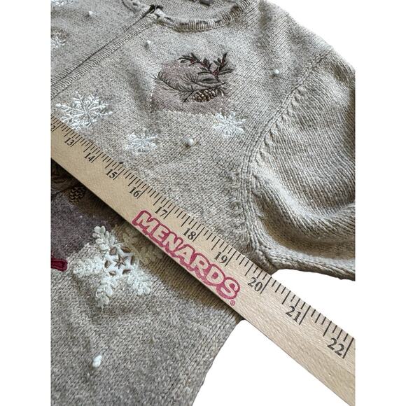 Croft & Barrow Winter Holiday Medium Women’s Sweater Birds Snowflakes Granny - Picture 8 of 8